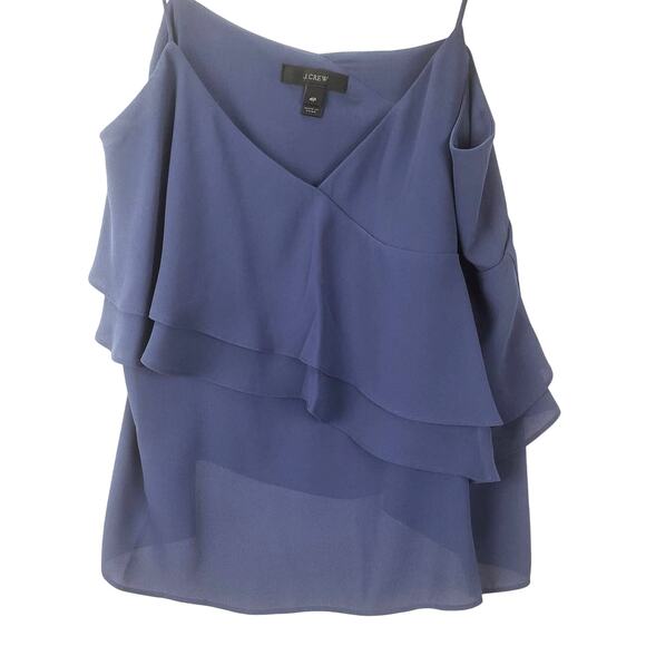 J. Crew Fairy Layered Cami Tank Top Sz 4P Asymmetric Tiered Flowy Blousy V-Neck - Picture 1 of 7